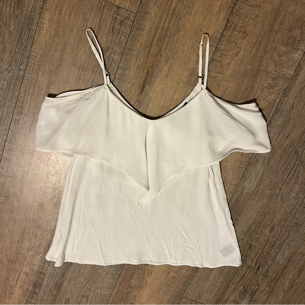Sanctuary Flowy White Ruffled Off Shoulder Camisole Top • XS